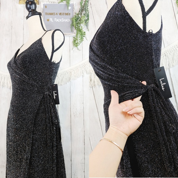 Lulus Dresses & Skirts - *NEW* Lulu's Black/Silver Wrap Maxi Dress